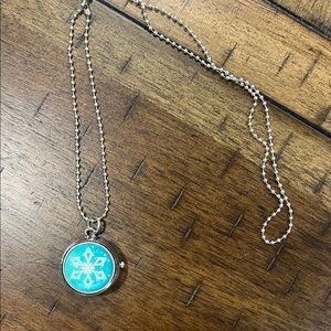 Silver Necklace with Blue Snowflake Pendant